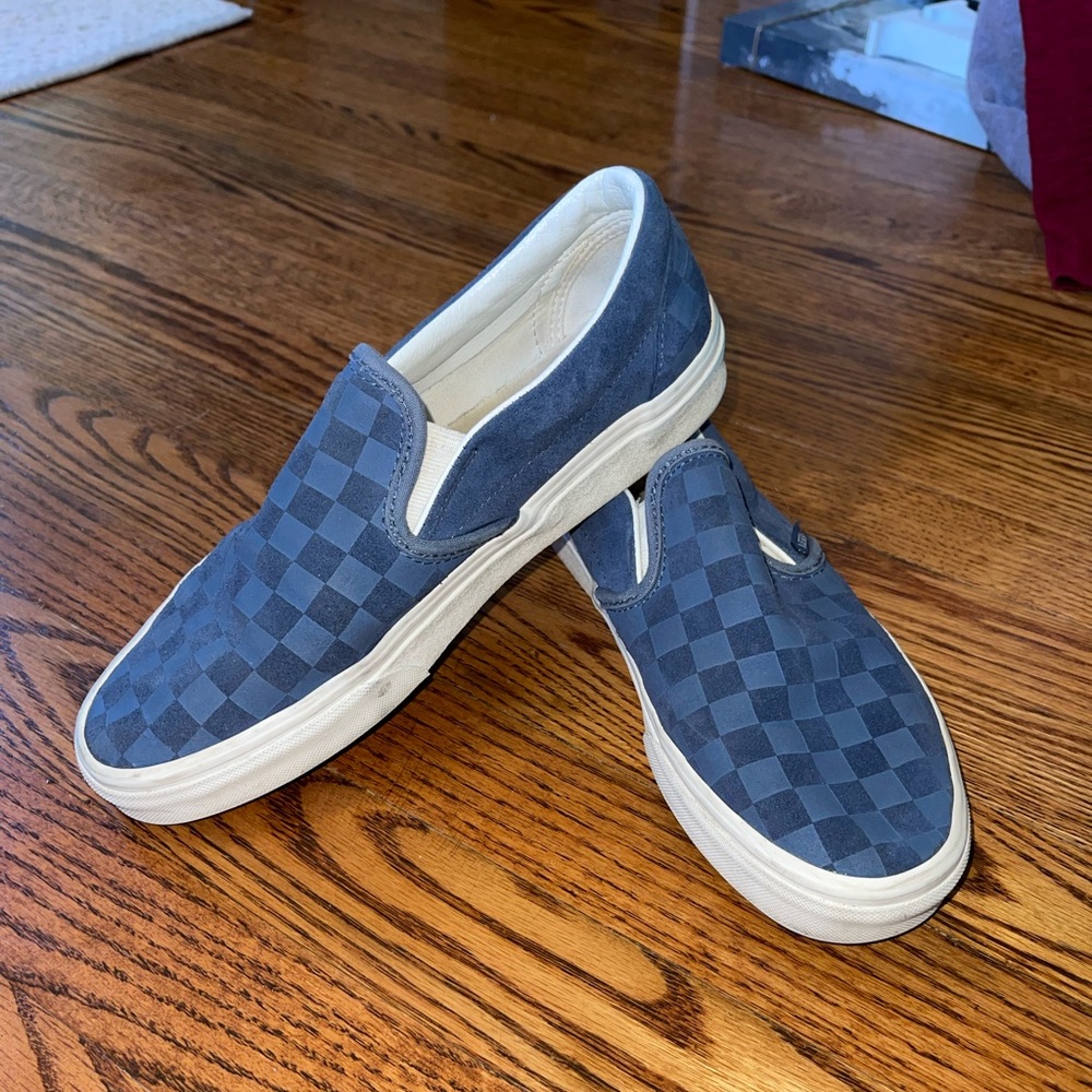 navy blue suede checkered vans